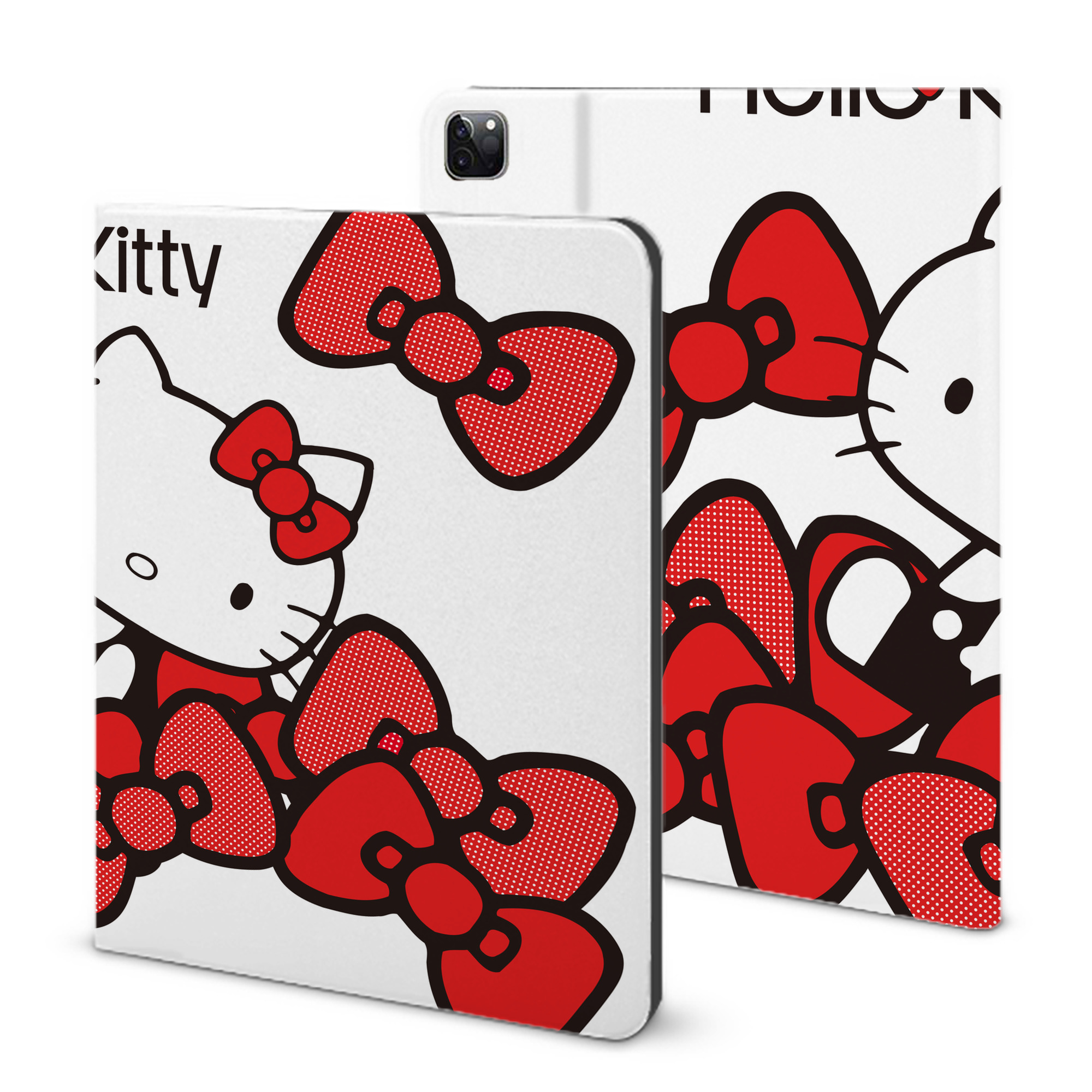 （画像用） Hello Kitty ハローキティ IPad ケース ブック型 PUレザー TPU 耐衝撃 軽量 薄型 ペン収納なし 全面保護 IPad 各モデル対応